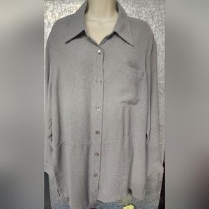 Liz Claiborne Elisabeth Grey Long Sleeve Top Womens Plus 18